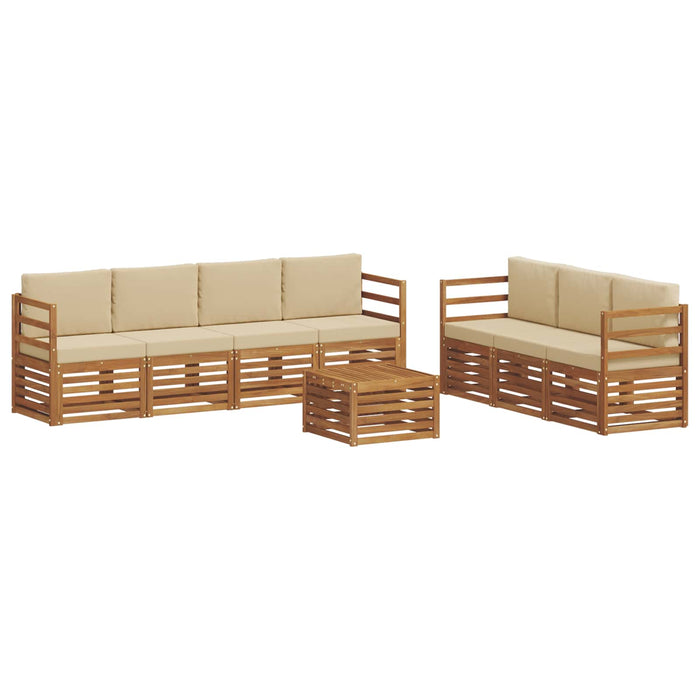 Seturi de canapele 8 pcs Natural și Bej Lemn Solid de Acacia - WALTI WALTI