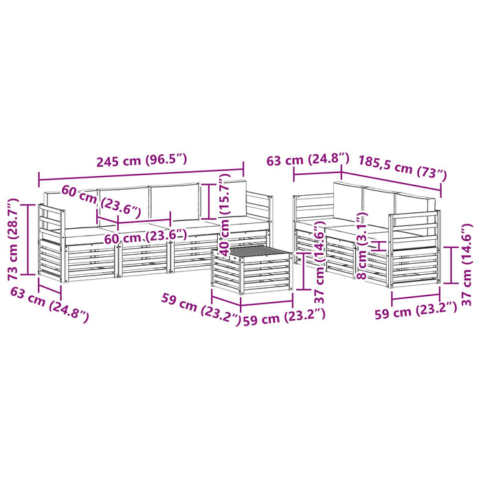 Seturi de canapele 8 pcs Natural și Bej Lemn Solid de Acacia - WALTI WALTI