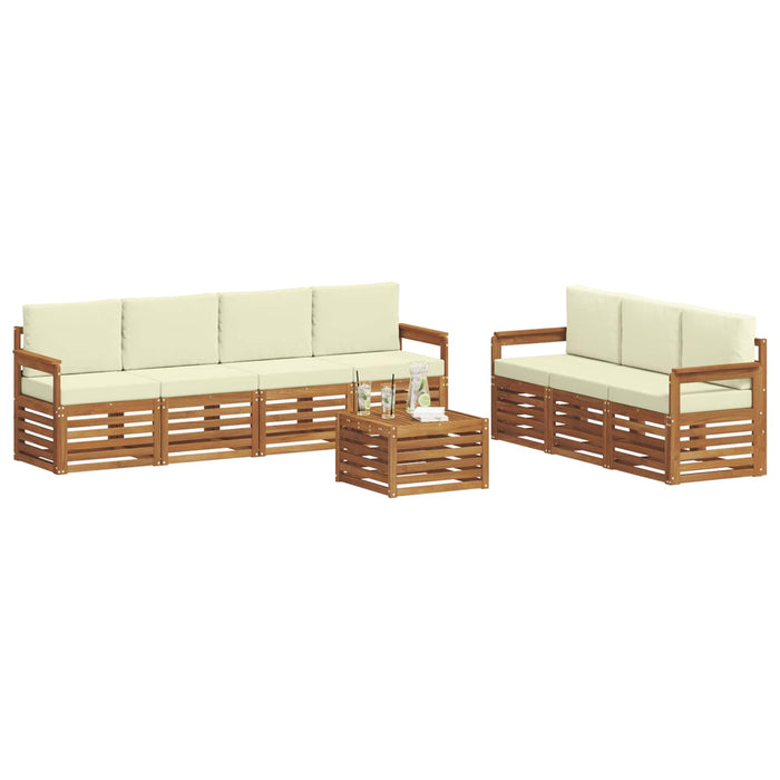 Seturi de canapele 8 pcs Natural și Crem Lemn Solid de Acacia - WALTI WALTI