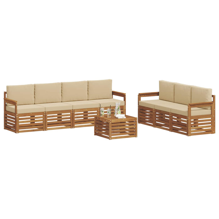 Seturi de canapele 8 pcs Natural și Bej Lemn Solid de Acacia - WALTI WALTI