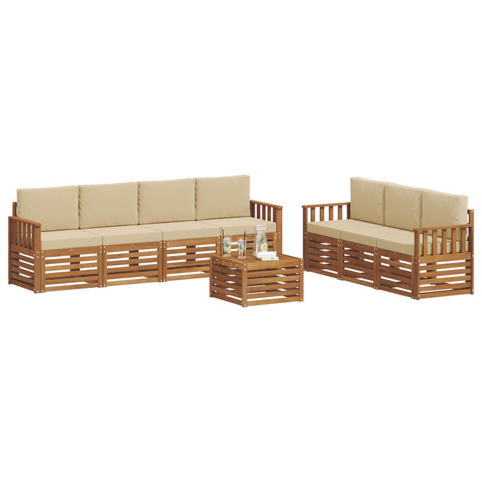 Seturi de canapele 8 pcs Natural și Bej Lemn Solid de Acacia - WALTI WALTI
