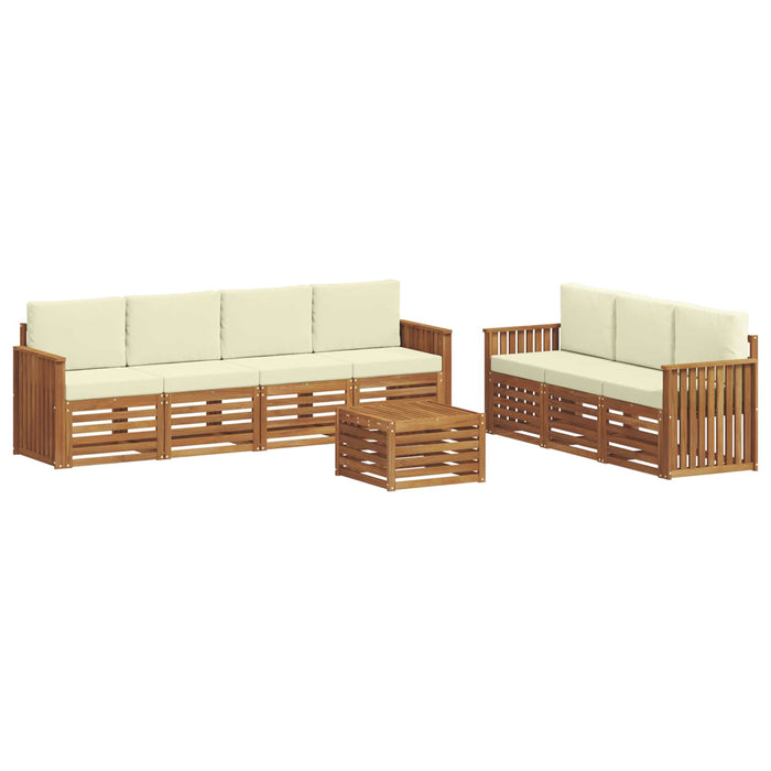 Seturi de canapele 8 pcs Natural și Crem Lemn Solid de Acacia - WALTI WALTI