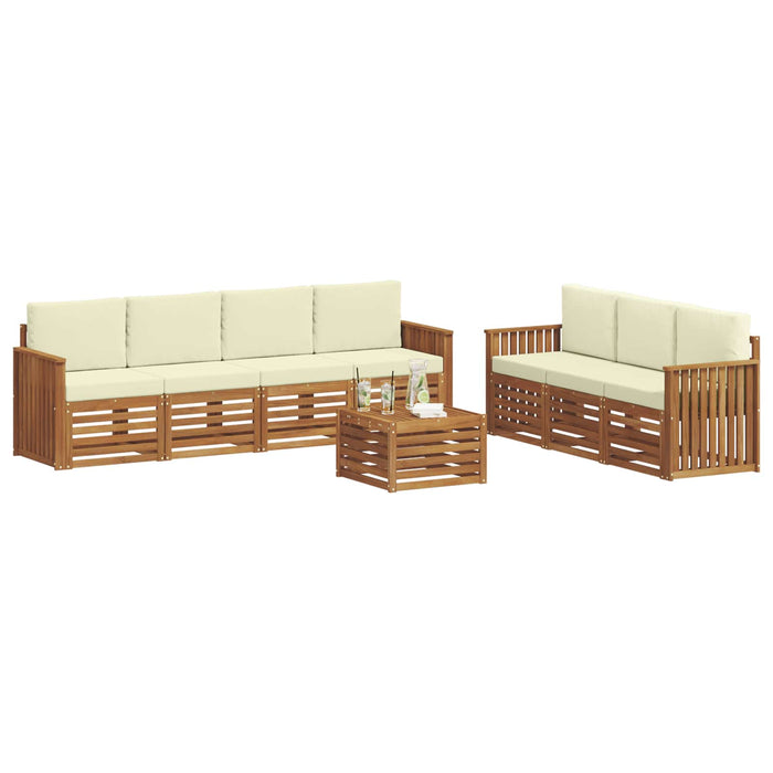 Seturi de canapele 8 pcs Natural și Crem Lemn Solid de Acacia - WALTI WALTI
