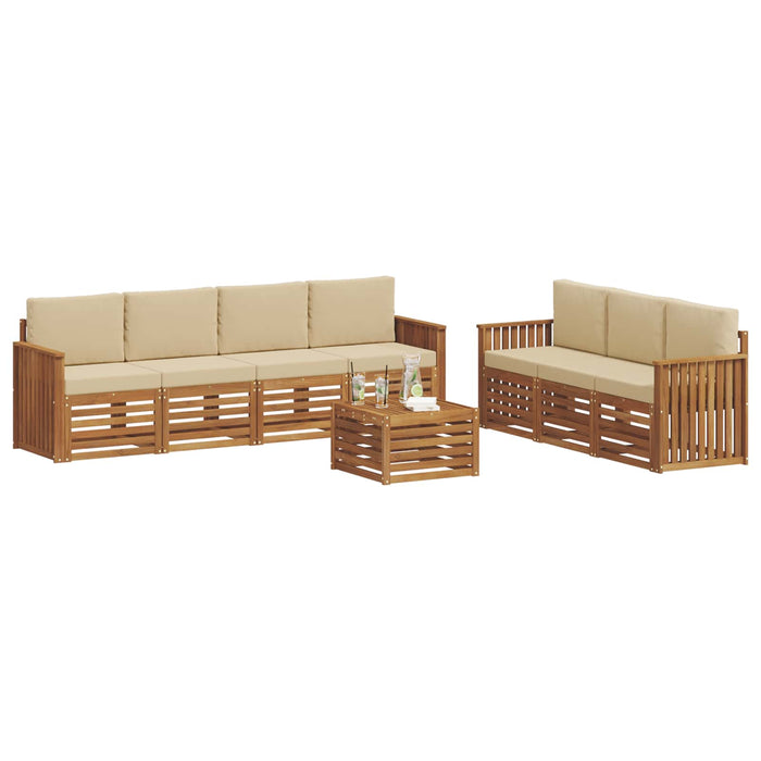 Seturi de canapele 8 pcs Natural și Bej Lemn Solid de Acacia - WALTI WALTI