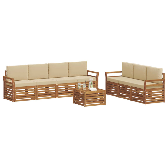 Seturi de canapele 8 pcs Natural și Bej Lemn Solid de Acacia - WALTI WALTI