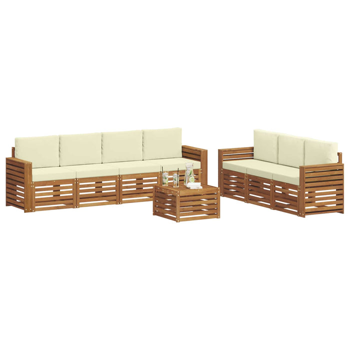 Seturi de canapele 8 pcs Natural și Crem Lemn Solid de Acacia - WALTI WALTI