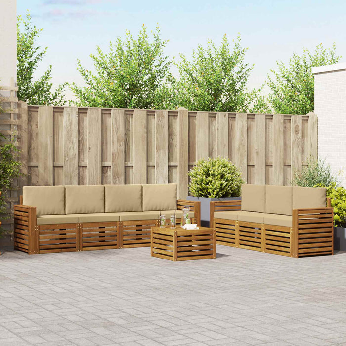 Seturi de canapele 8 pcs Natural și Bej Lemn Solid de Acacia - WALTI WALTI