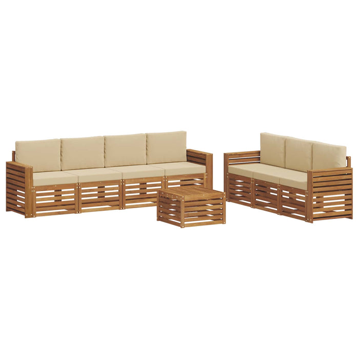 Seturi de canapele 8 pcs Natural și Bej Lemn Solid de Acacia - WALTI WALTI