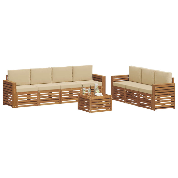 Seturi de canapele 8 pcs Natural și Bej Lemn Solid de Acacia - WALTI WALTI