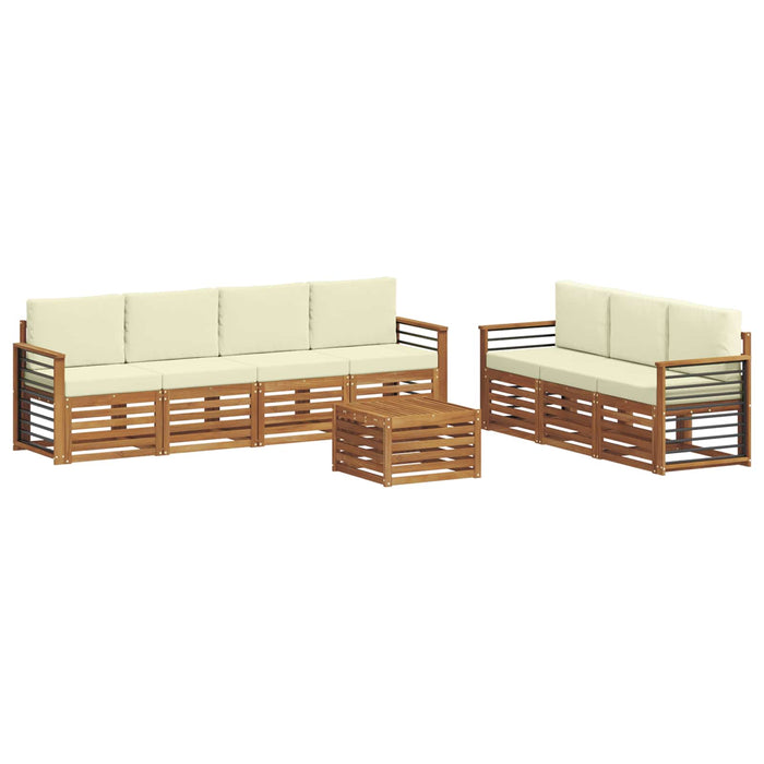Seturi de canapele 8 pcs Natural și Crem Lemn Solid de Acacia - WALTI WALTI