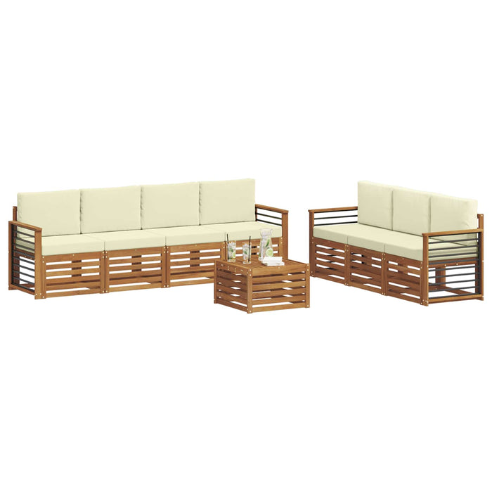 Seturi de canapele 8 pcs Natural și Crem Lemn Solid de Acacia - WALTI WALTI