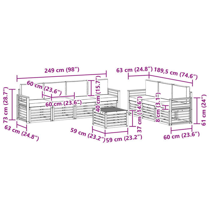 Seturi de canapele cu pernă 8 pcs Natural și Antracit - WALTI WALTI