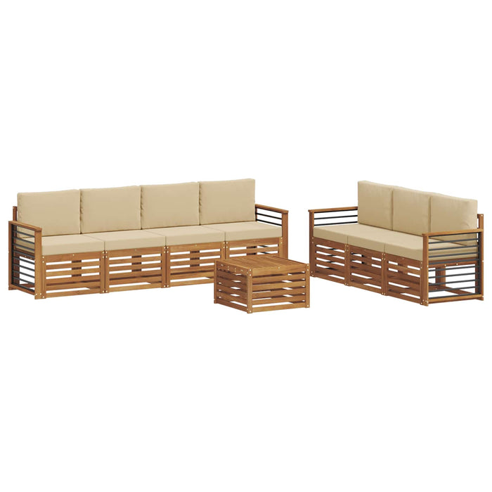 Seturi de canapele 8 pcs Natural și Bej Lemn Solid de Acacia - WALTI WALTI