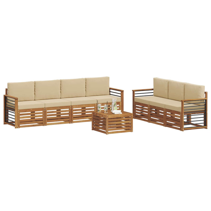 Seturi de canapele 8 pcs Natural și Bej Lemn Solid de Acacia - WALTI WALTI