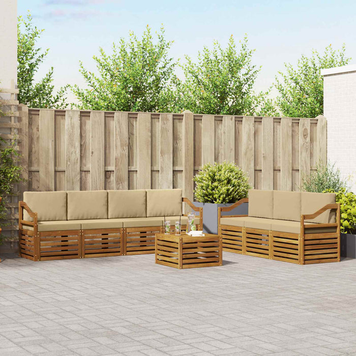 Seturi de canapele 8 pcs Natural și Bej Lemn Solid de Acacia - WALTI WALTI
