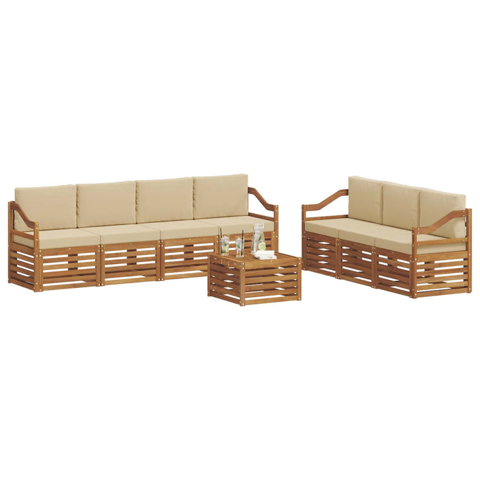 Seturi de canapele 8 pcs Natural și Bej Lemn Solid de Acacia - WALTI WALTI