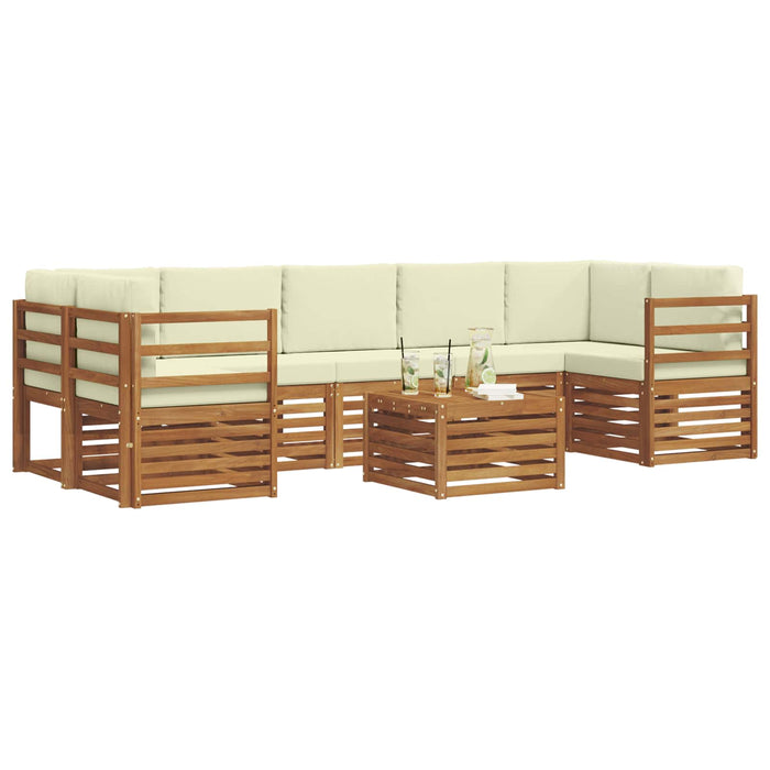 Seturi de canapele 8 pcs Natural și Crem Lemn Solid de Acacia - WALTI WALTI