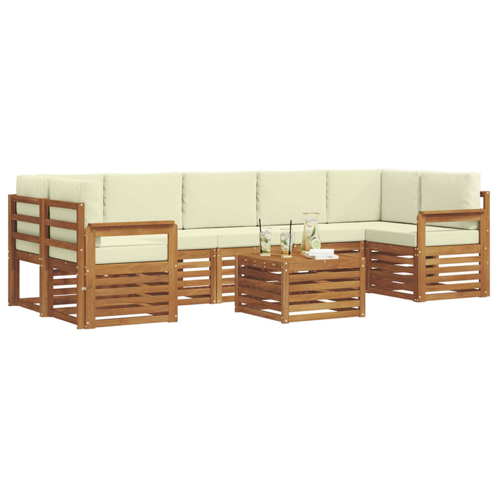 Seturi de canapele 8 pcs Natural și Crem Lemn Solid de Acacia - WALTI WALTI