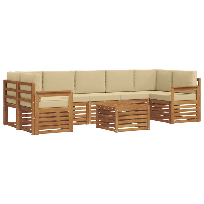 Seturi de canapele 8 pcs Natural și Bej Lemn Solid de Acacia - WALTI WALTI