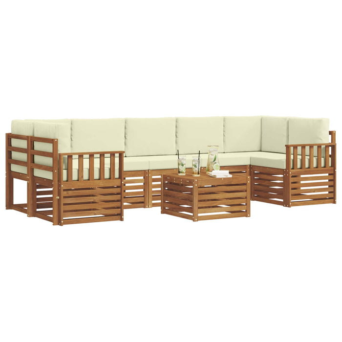 Seturi de canapele 8 pcs Natural și Crem Lemn Solid de Acacia - WALTI WALTI