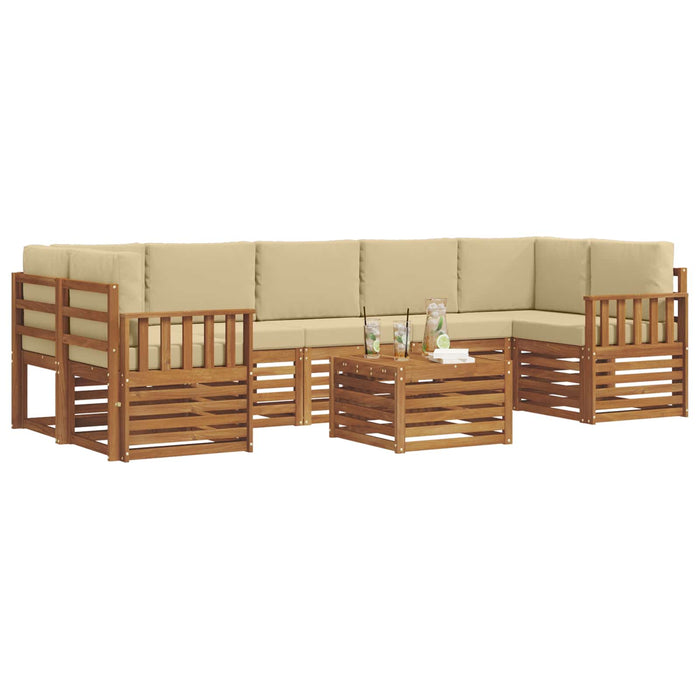 Seturi de canapele 8 pcs Natural și Bej Lemn Solid de Acacia - WALTI WALTI