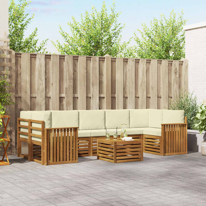 Seturi de canapele 8 pcs Natural și Crem Lemn Solid de Acacia - WALTI WALTI