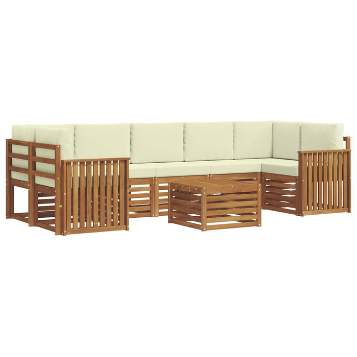 Seturi de canapele 8 pcs Natural și Crem Lemn Solid de Acacia - WALTI WALTI