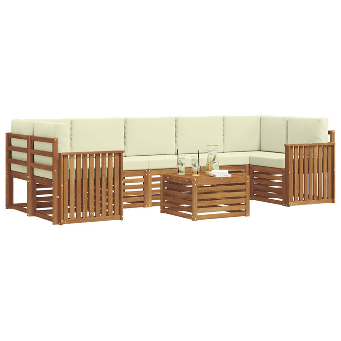 Seturi de canapele 8 pcs Natural și Crem Lemn Solid de Acacia - WALTI WALTI