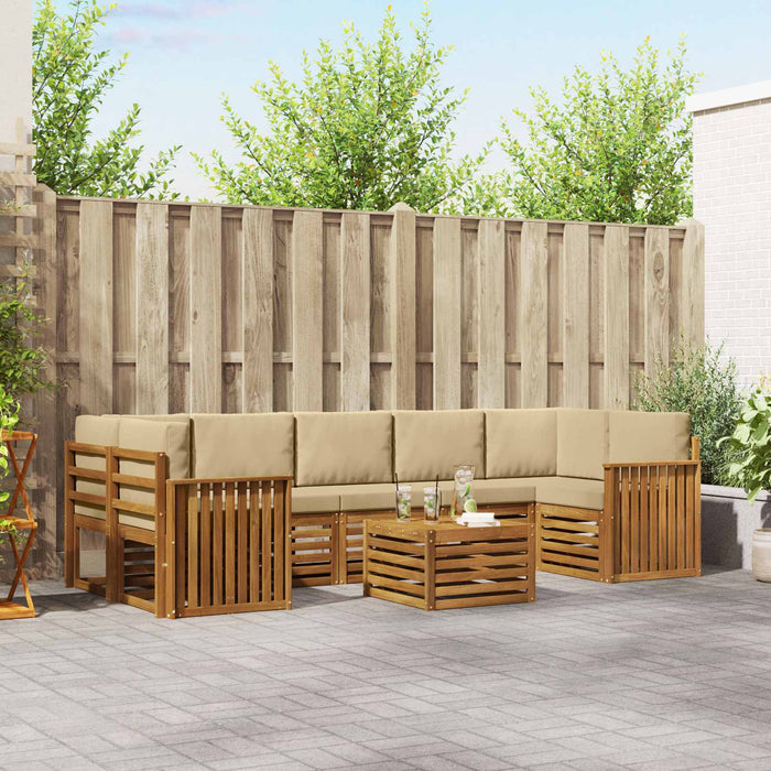 Seturi de canapele 8 pcs Natural și Bej Lemn Solid de Acacia - WALTI WALTI