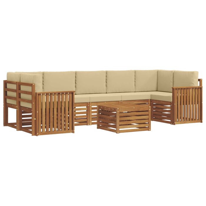 Seturi de canapele 8 pcs Natural și Bej Lemn Solid de Acacia - WALTI WALTI