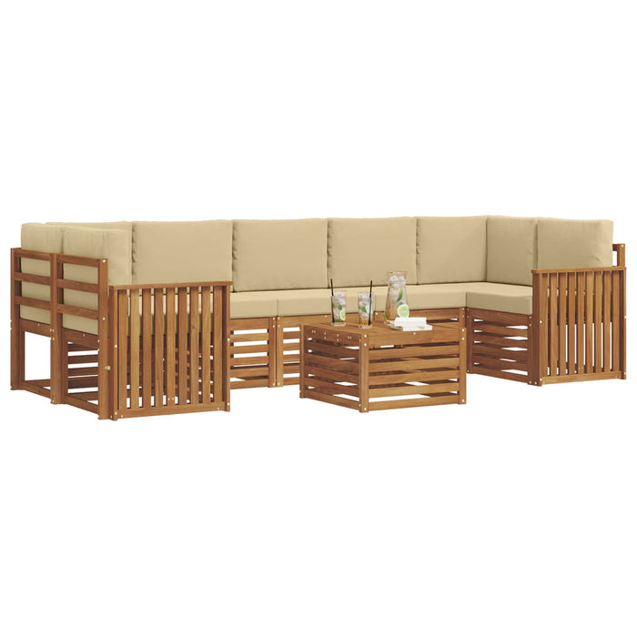 Seturi de canapele 8 pcs Natural și Bej Lemn Solid de Acacia - WALTI WALTI