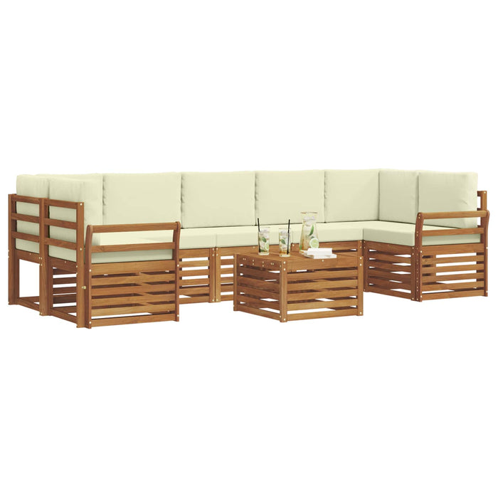 Seturi de canapele 8 pcs Natural și Crem Lemn Solid de Acacia - WALTI WALTI