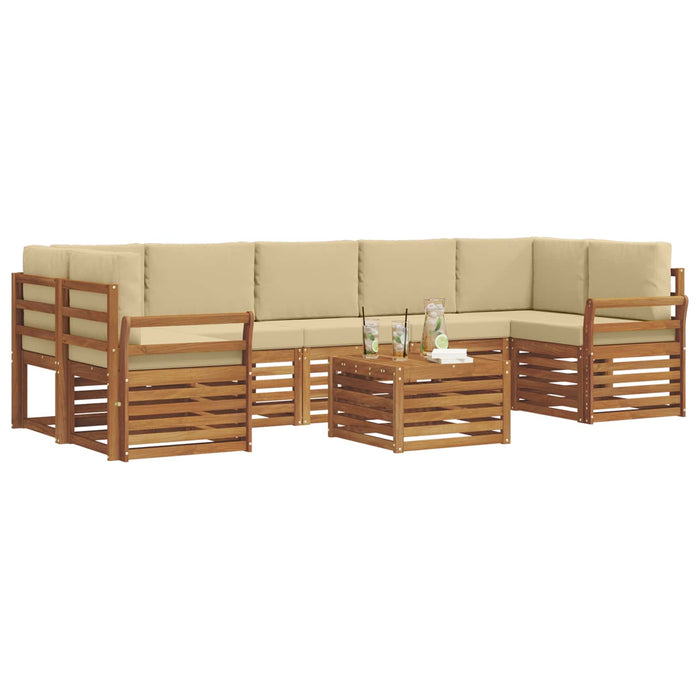 Seturi de canapele 8 pcs Natural și Bej Lemn Solid de Acacia - WALTI WALTI
