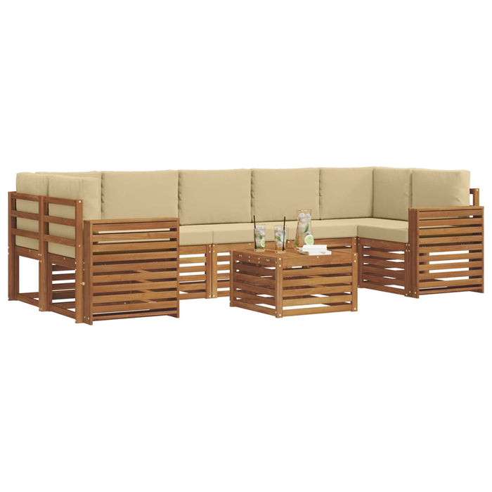 Seturi de canapele 8 pcs Natural și Bej Lemn Solid de Acacia - WALTI WALTI