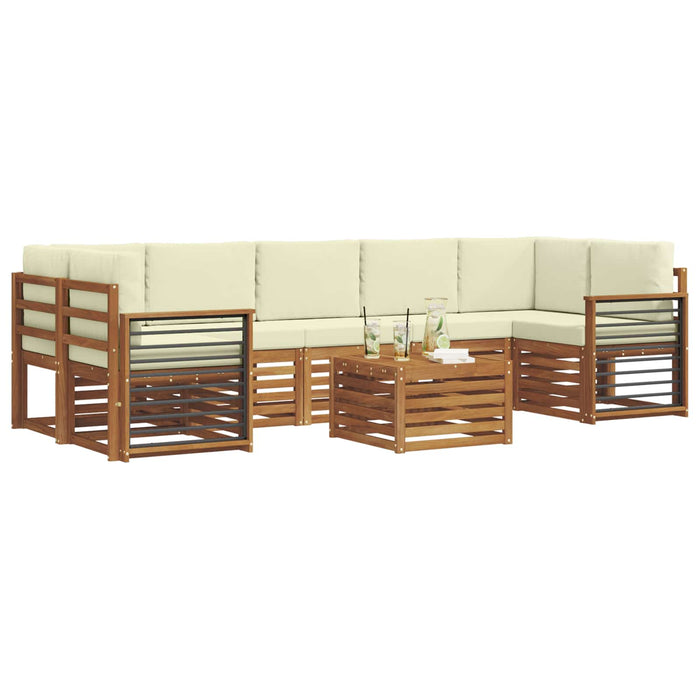 Seturi de canapele 8 pcs Natural și Crem Lemn Solid de Acacia - WALTI WALTI