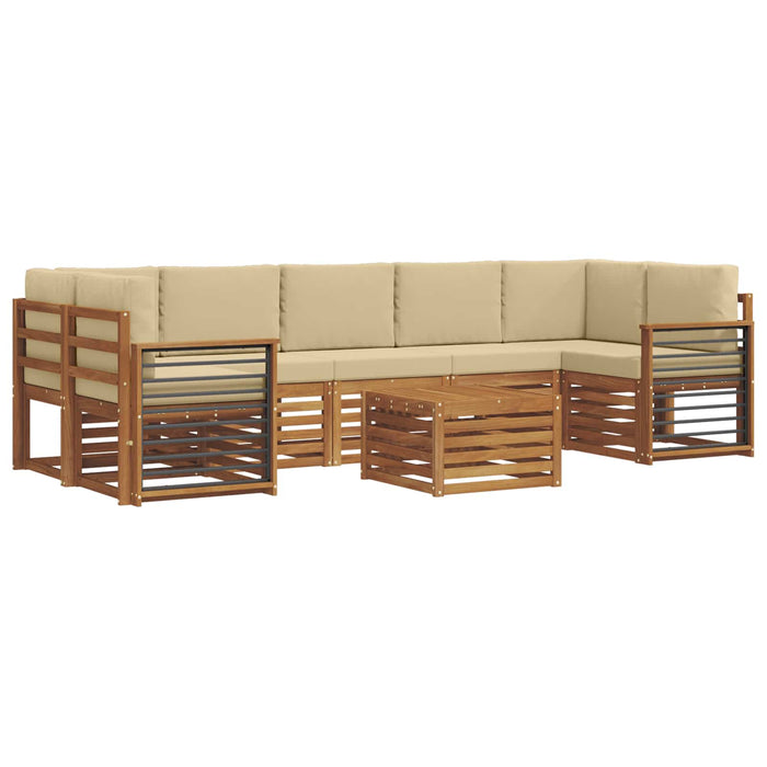 Seturi de canapele 8 pcs Natural și Bej Lemn Solid de Acacia - WALTI WALTI