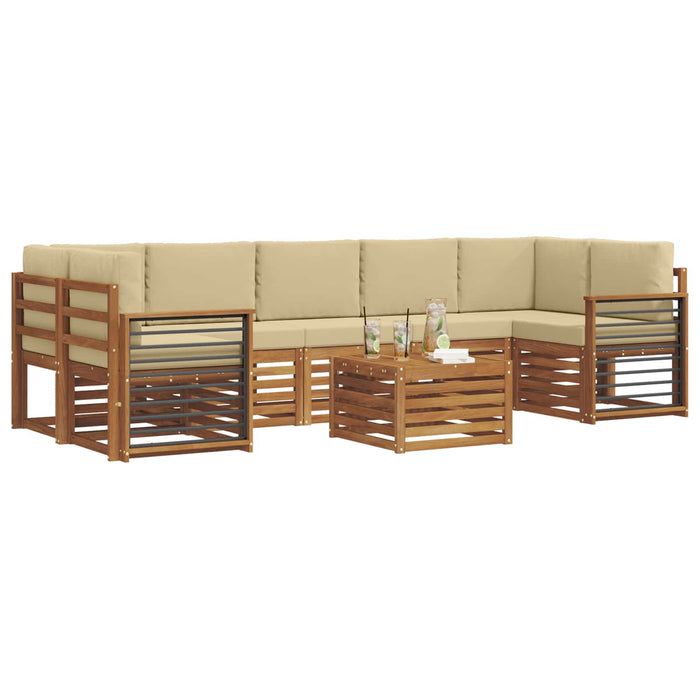 Seturi de canapele 8 pcs Natural și Bej Lemn Solid de Acacia - WALTI WALTI