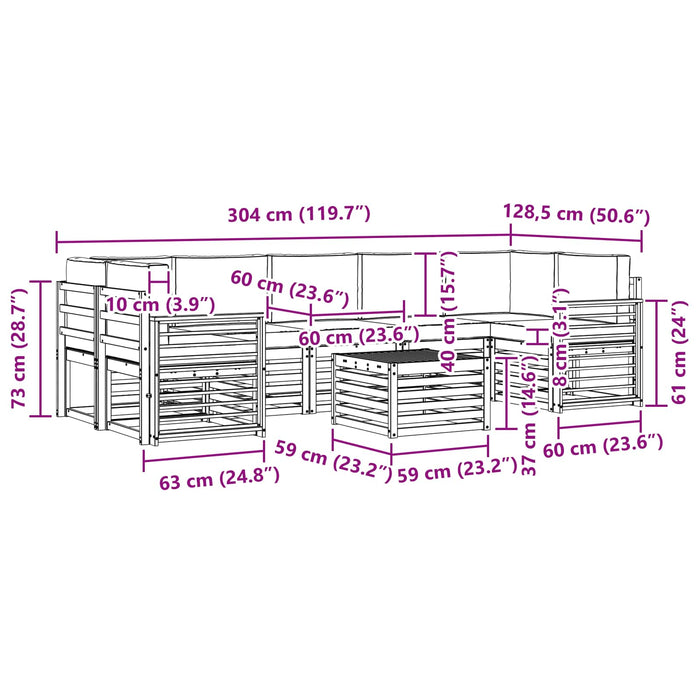Seturi de canapele 8 pcs Natural și Bej Lemn Solid de Acacia - WALTI WALTI
