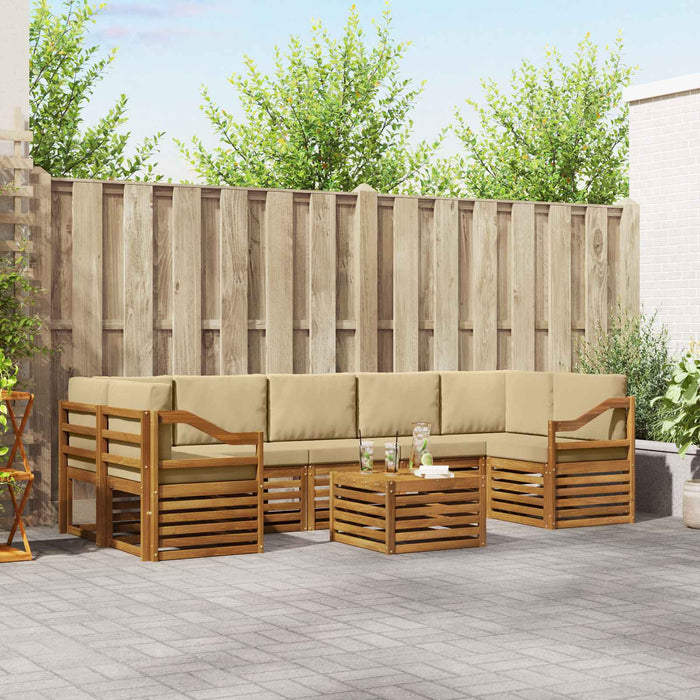 Seturi de canapele 8 pcs Natural și Bej Lemn Solid de Acacia - WALTI WALTI