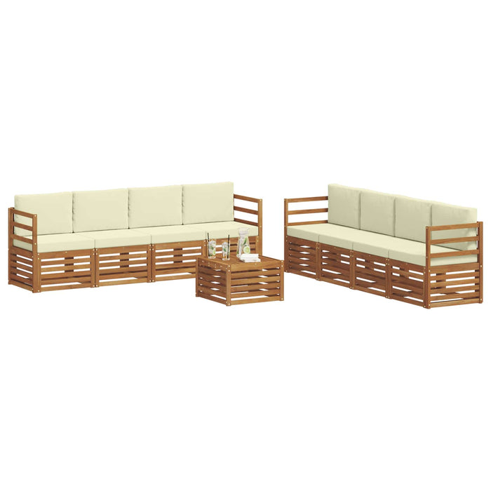 Seturi de canapele 9 pcs Natural și Crem Lemn Solid de Acacia - WALTI WALTI