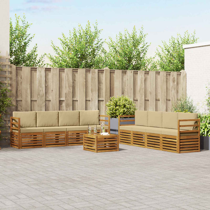 Seturi de canapele 9 pcs Natural și Bej Lemn Solid de Acacia - WALTI WALTI