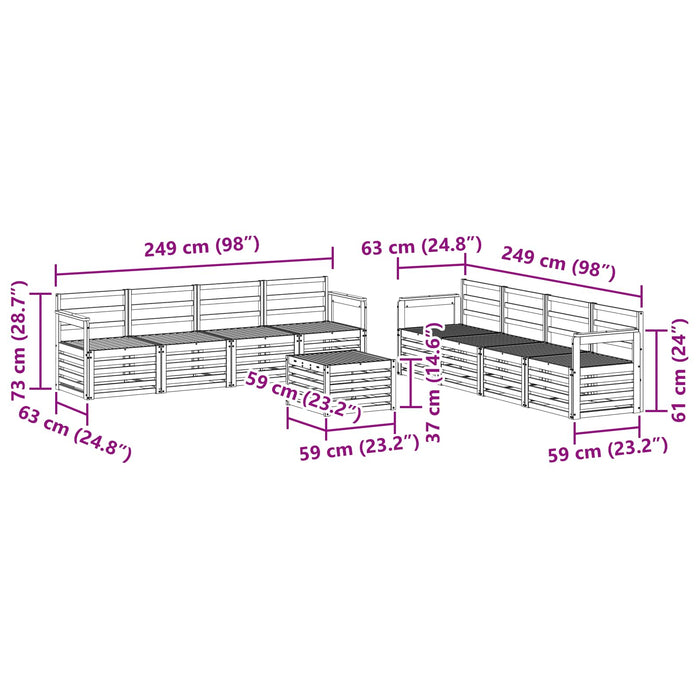 Seturi de canapele 9 pcs natural Lemn Solid de Acacia - WALTI WALTI