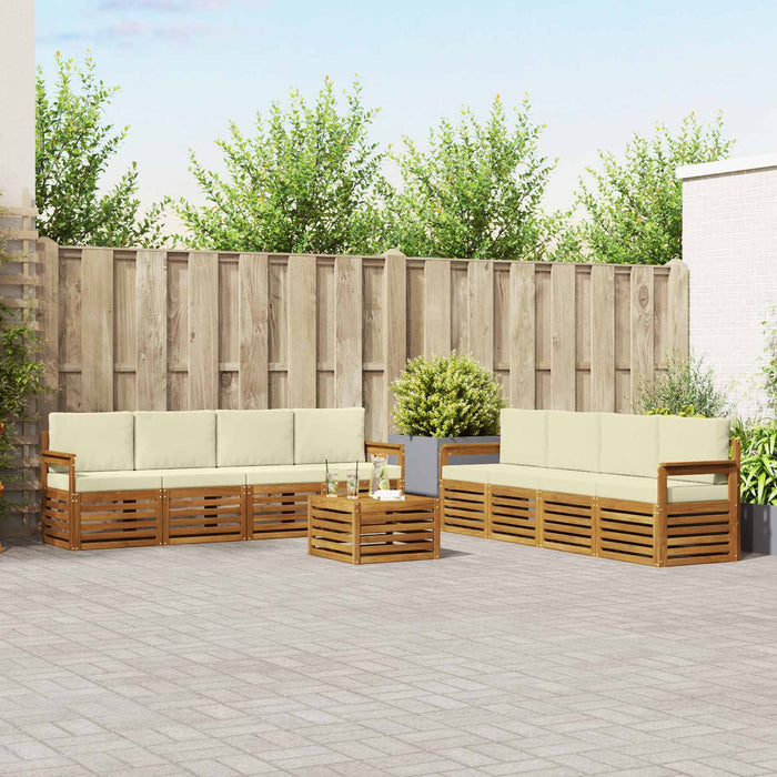Seturi de canapele 9 pcs Natural și Crem Lemn Solid de Acacia - WALTI WALTI