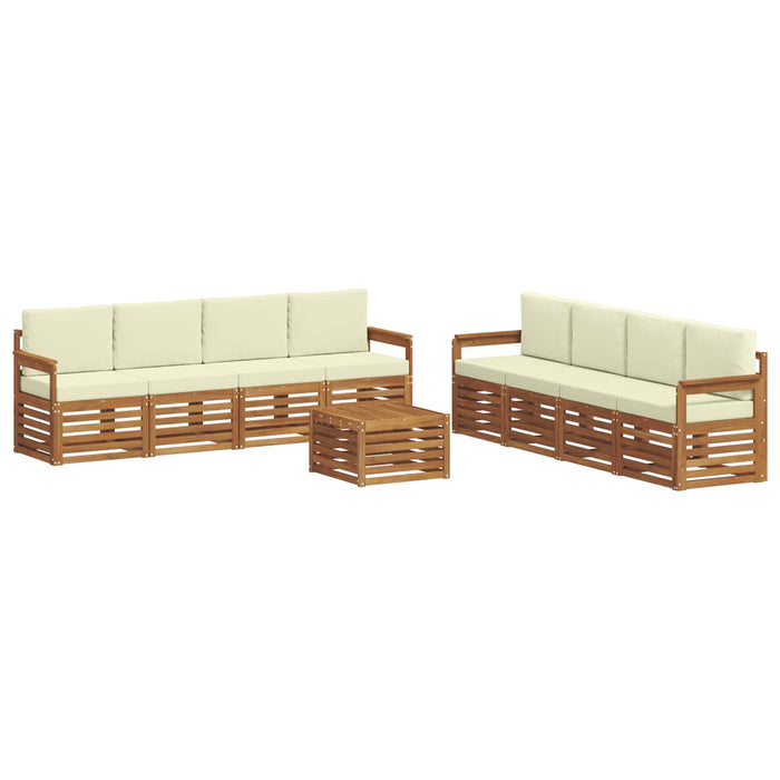 Seturi de canapele 9 pcs Natural și Crem Lemn Solid de Acacia - WALTI WALTI