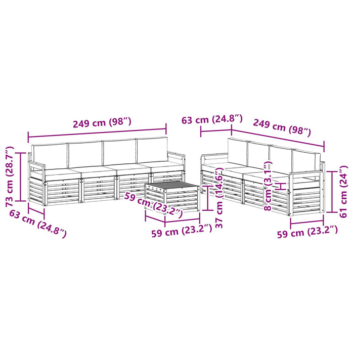Seturi de canapele cu pernă 9 pcs Gri natural și deschis - WALTI WALTI