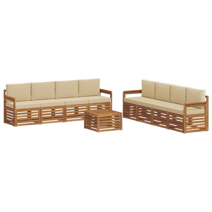 Seturi de canapele 9 pcs Natural și Bej Lemn Solid de Acacia - WALTI WALTI