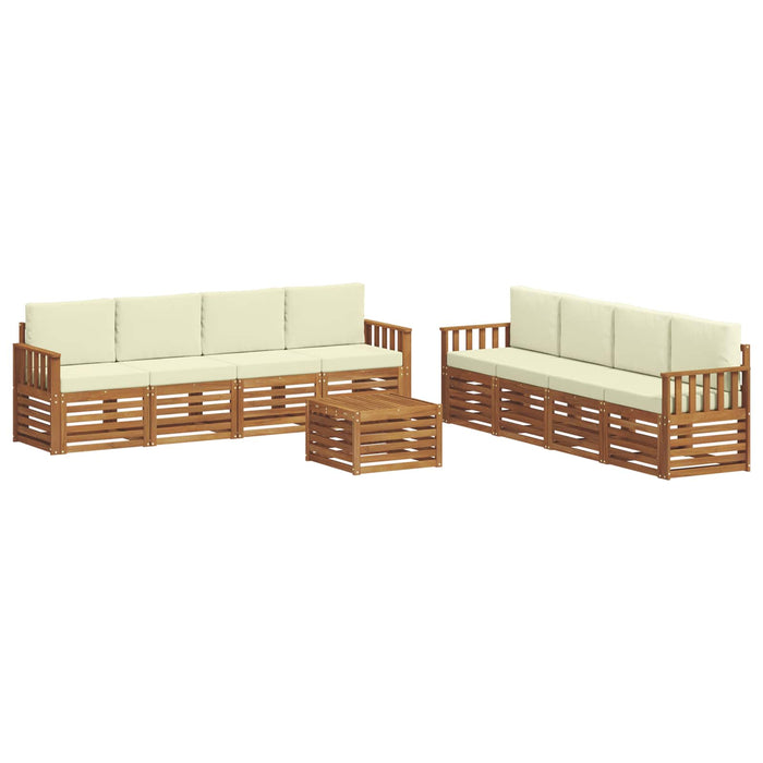 Seturi de canapele 9 pcs Natural și Crem Lemn Solid de Acacia - WALTI WALTI