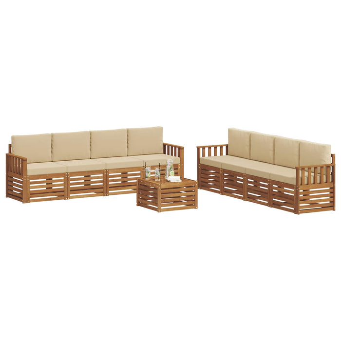 Seturi de canapele 9 pcs Natural și Bej Lemn Solid de Acacia - WALTI WALTI