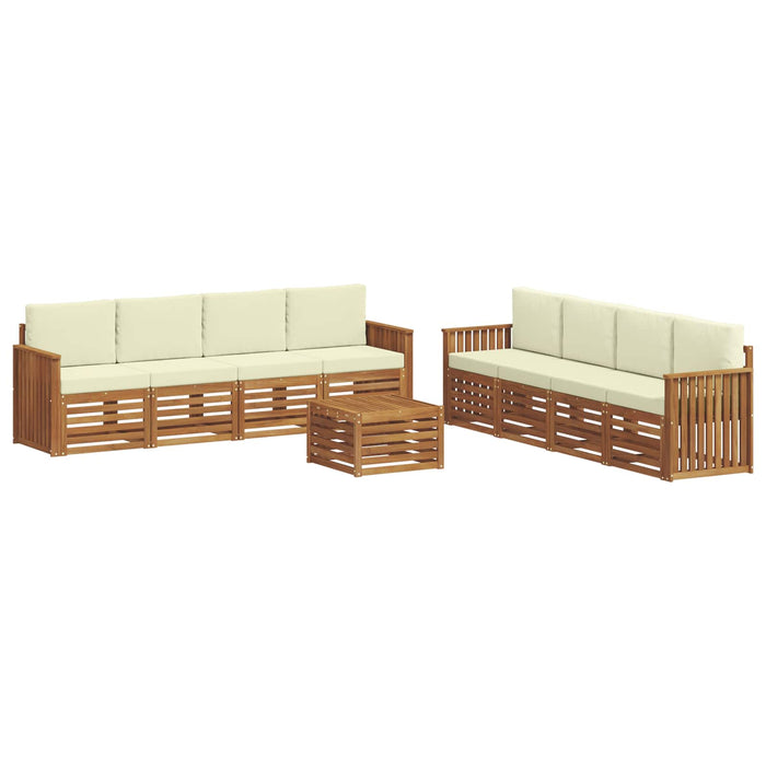 Seturi de canapele 9 pcs Natural și Crem Lemn Solid de Acacia - WALTI WALTI