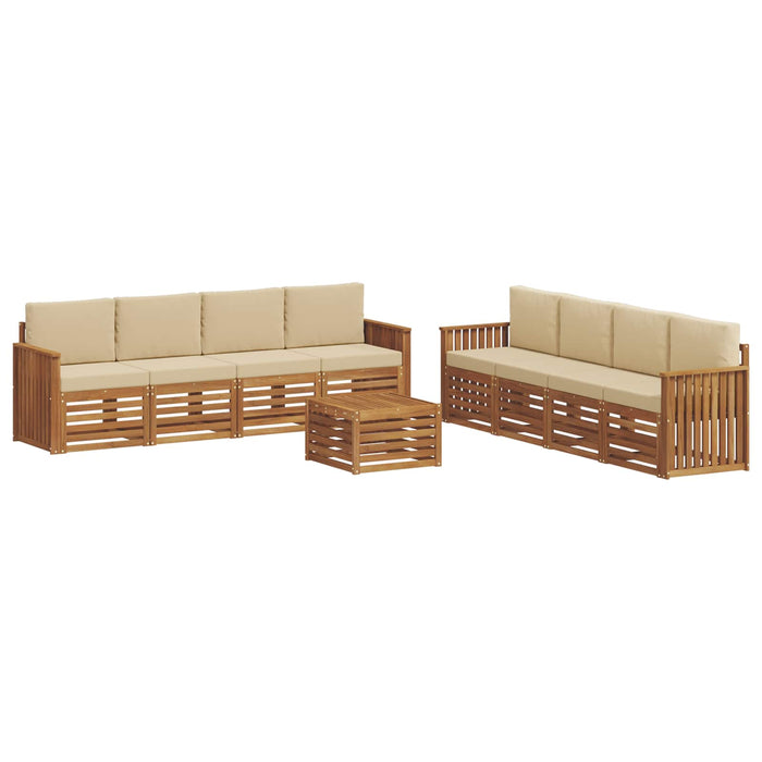 Seturi de canapele 9 pcs Natural și Bej Lemn Solid de Acacia - WALTI WALTI